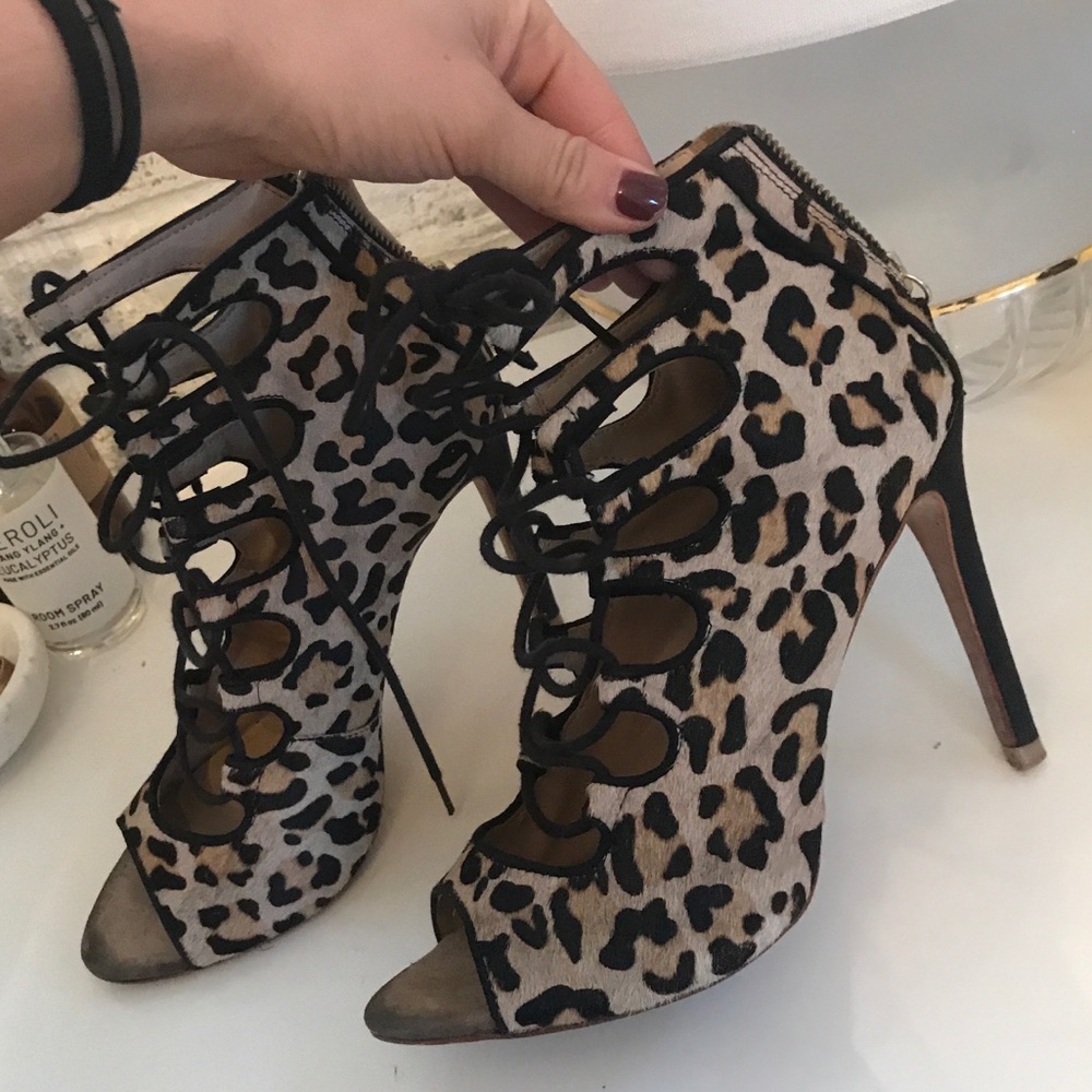 Zara cheetah print lace up heels size 6.5